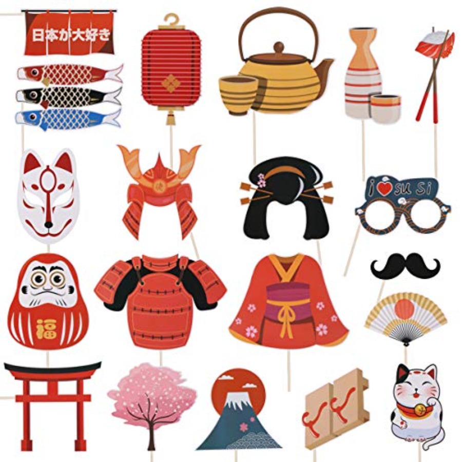 Cosplay Prop Kit - 20Pcs Japanese Party Photo Booth Props