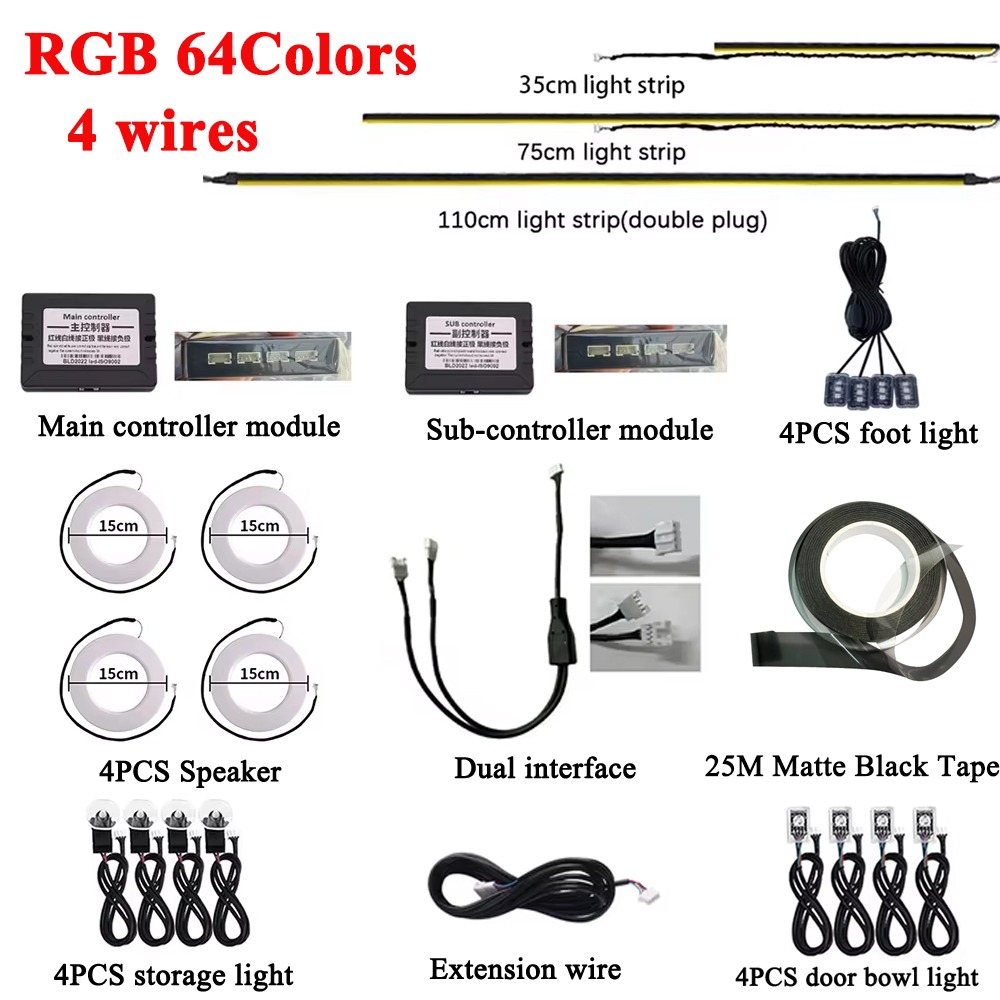 RGB 64 Colors LED Car Ambient  - Led El Wire avis et prix