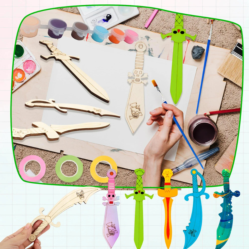 16pcs Kids Wooden Pirate Theme - Cosplay Prop Painting avis et prix