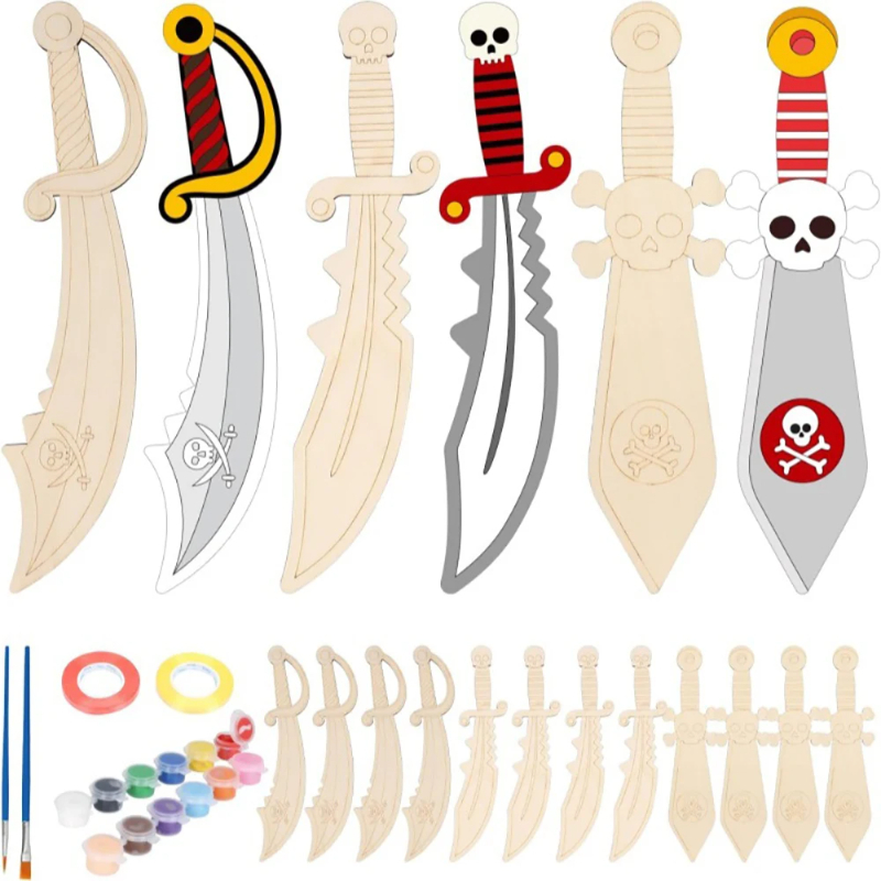 16pcs Kids Wooden Pirate Theme - Cosplay Prop Painting avis et prix