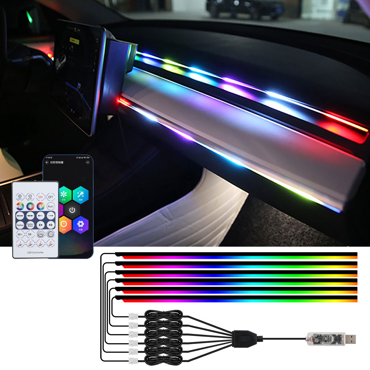 6/10 in 1 Car Led Ambient Ligh - Led El Wire avis et prix
