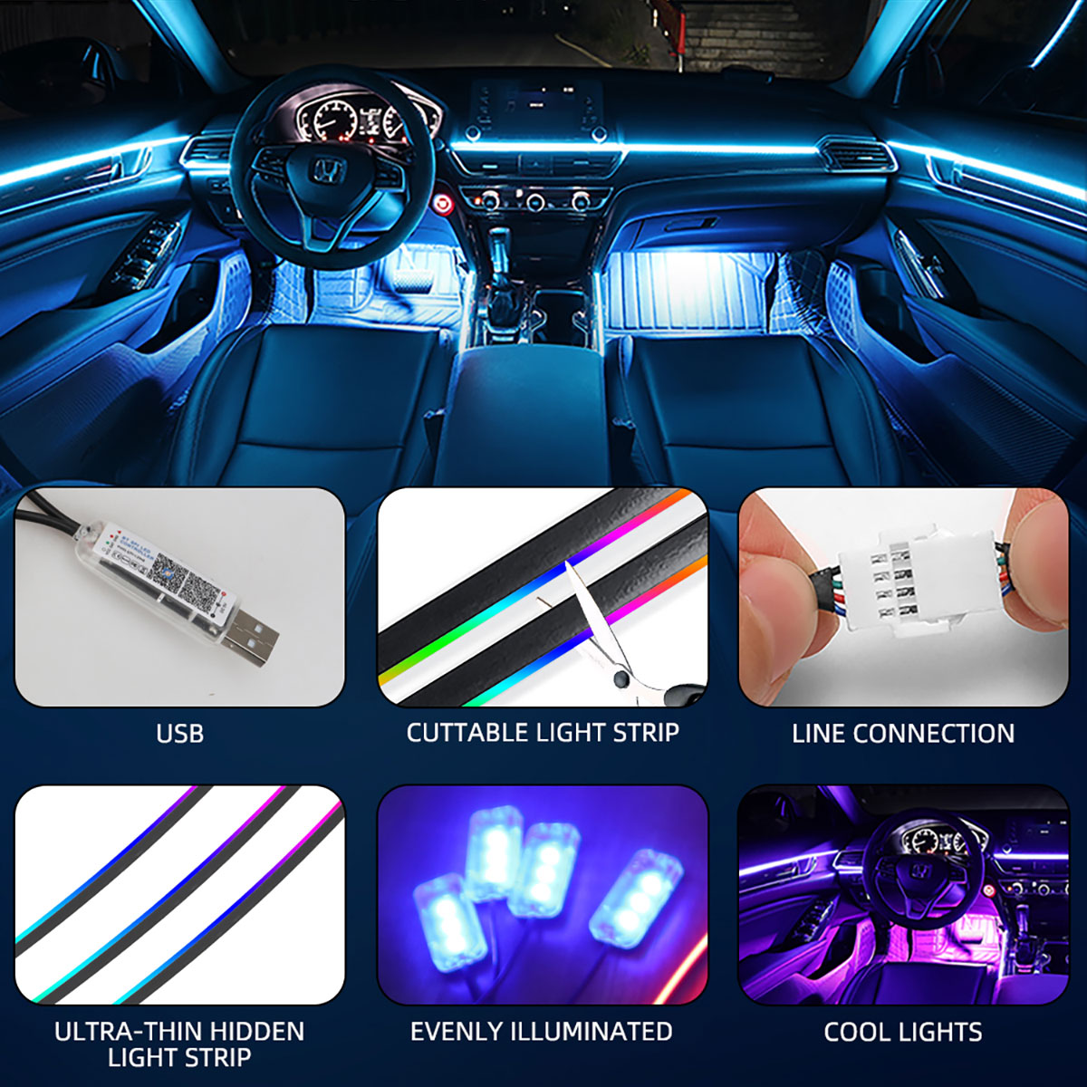 KEVANLY Car Ambient Lights 10  - Led El Wire avis et prix